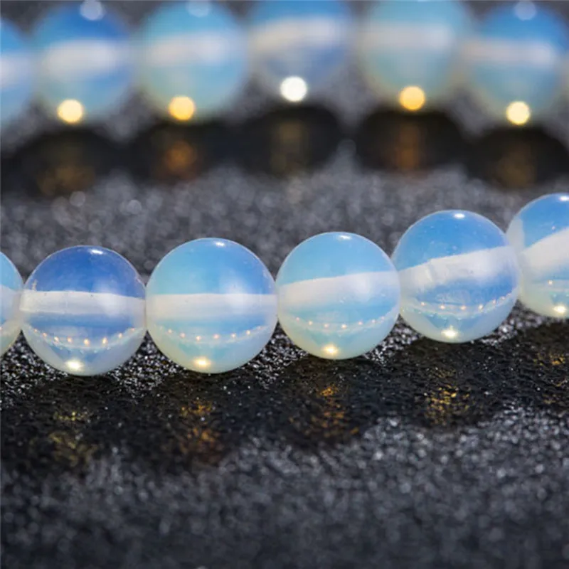 Hot Elegant 8mm Round Crystal Moonstone Natural Stone Stretched Beaded Bracelet for Women