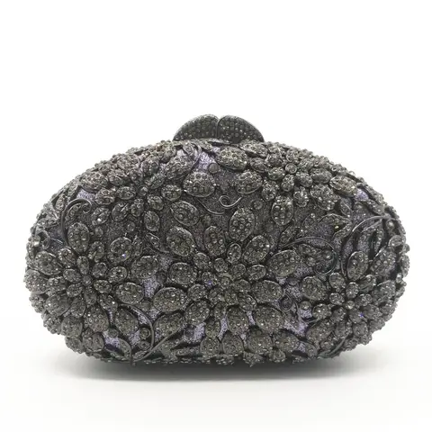 female Hollow Out Golden/black/gray Diamond Wedding Party Handbag Purse Women Crystal Clutch Evening Minaudiere Bag mom gifts