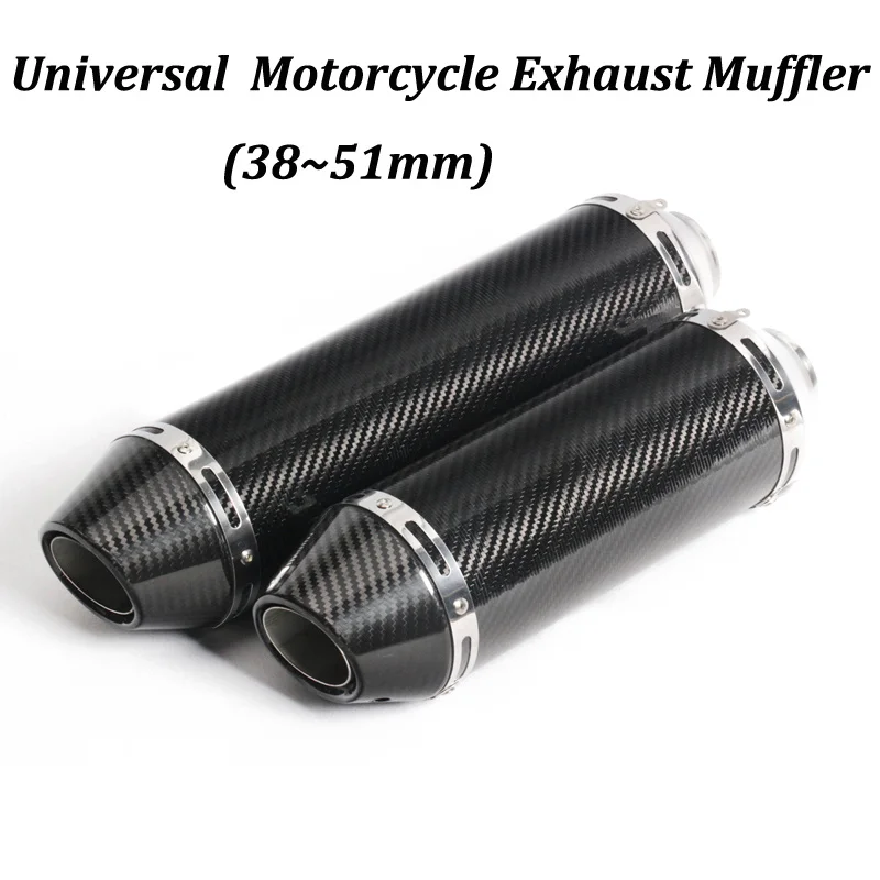 

350mm 430mm Universal Motorcycle Exhaust Muffler Modified Real Carbon Fiber Moto Escape For Ninja 400 Z900 NC700 KTM390 RC390 R1