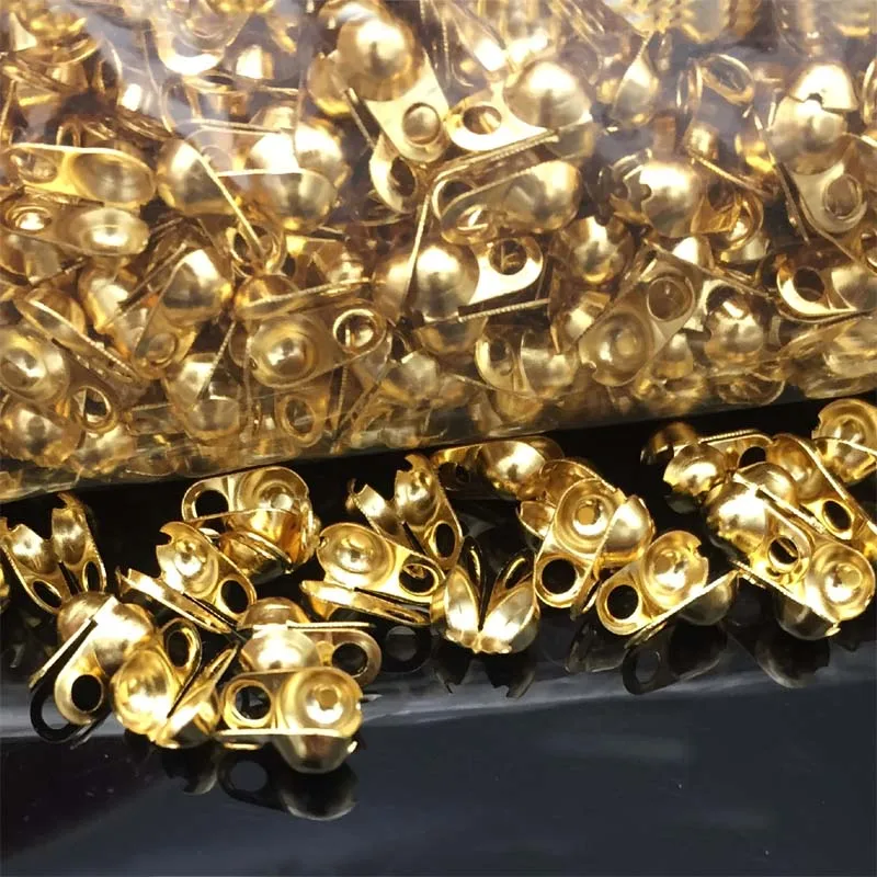 20pcs Stainless Steel Side Clamp On Bead Tip Gold Tone Calottes End Crimps Beads Tips Fit 2mm-3mm Ball Chain