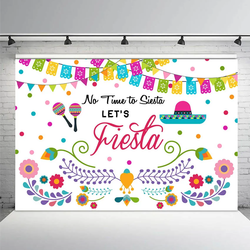  Mexico Fiesta Theme Backdrop for Photography Birthday Baby Shower Background Mexican Elements Backdrops for Studio