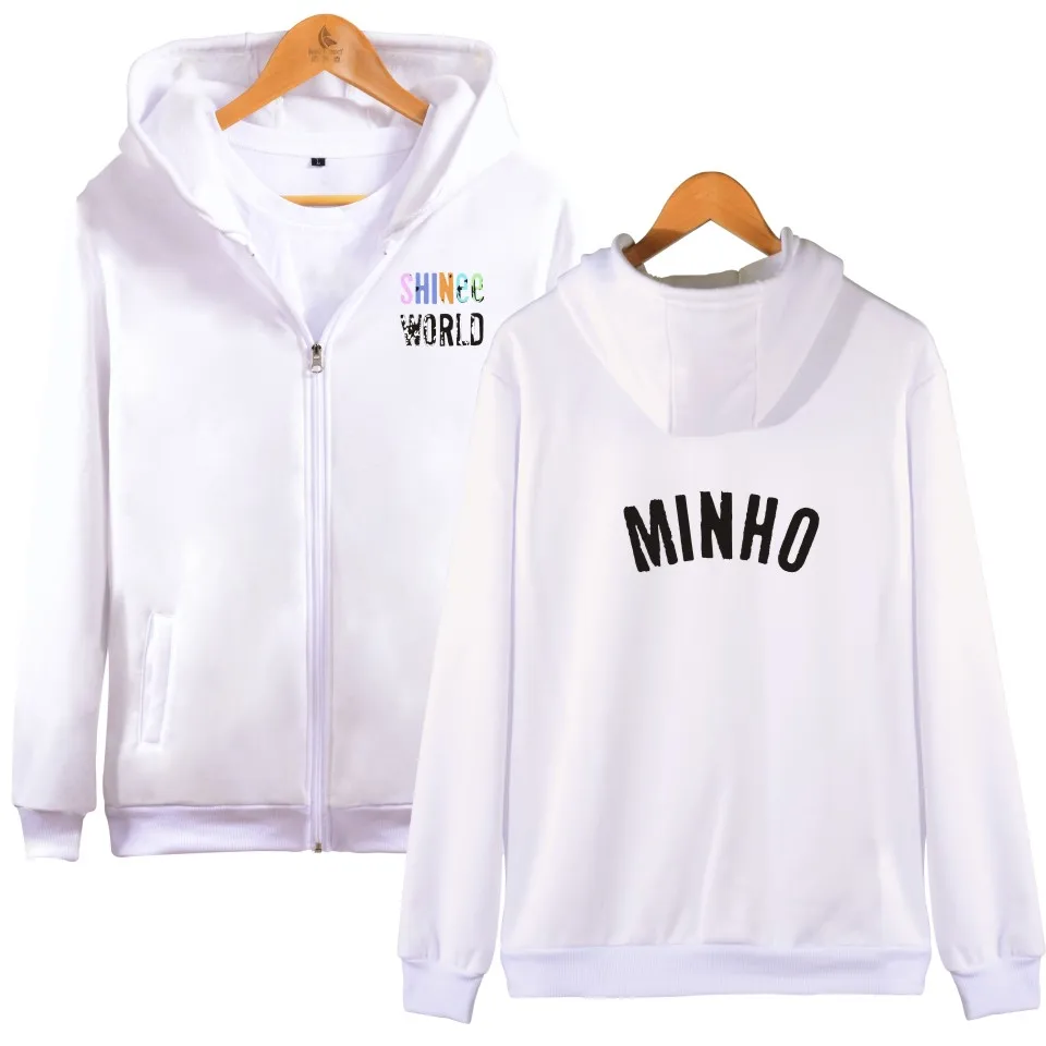 Shinee mundo kpop moda moletom com capuz moletom com capuz das mulheres dos homens com zíper hoodies jaqueta casual manga longa zip up com capuz topos de treino 4xl