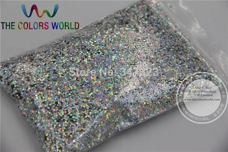 TCA101 Holografische Diamant Zilveren Kleur Hexagon Vorm 1 MM Size Glitter Beregening Pailletten voor nail art en andere DIY accessoires