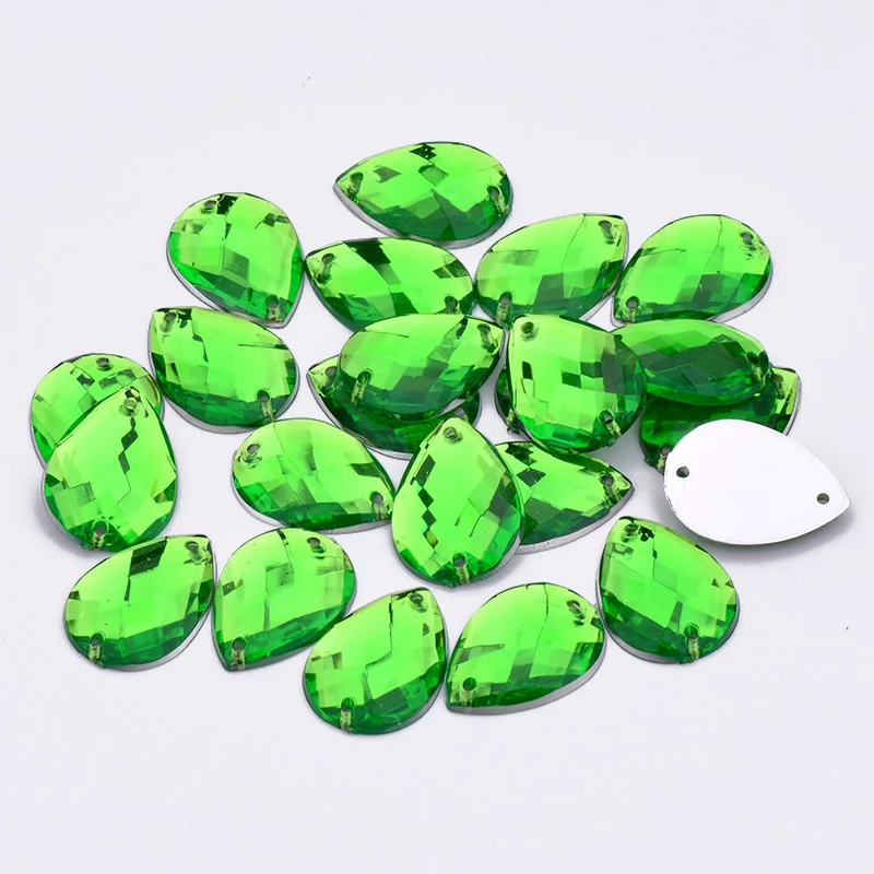 JUNAO 8*13mm 18*25mm Sew On Mix Color Drop Rhinestone Applique Flatback Acrylic Diamond Sewing Strass Crystal Stones for Dress