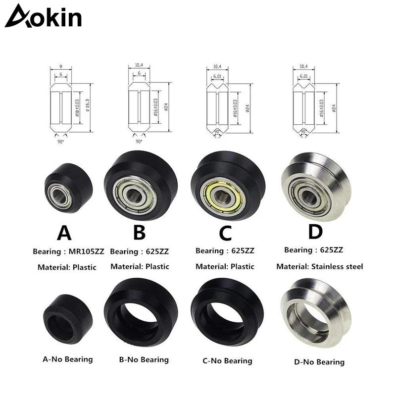 

10pcs/lot Openbuilds Plastic Wheel Pom With 625zz Mr105zz Idler Pulley Gear Passive Round Wheel Perlin Wheel V Type For V-slot