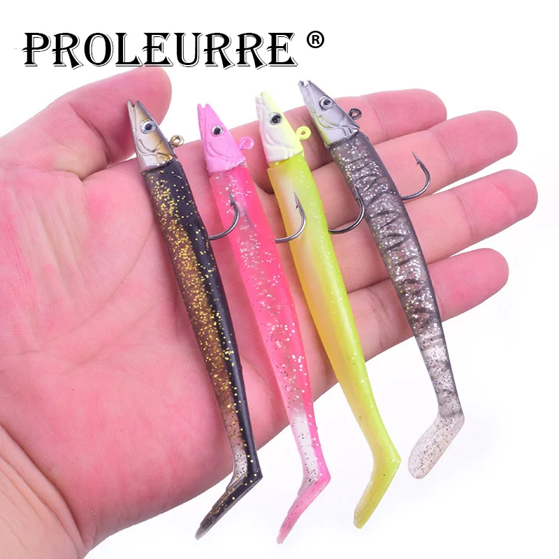 

Proleurre 1pcs Artificial Bait Silicone Jig Lure 12cm 15g Soft Fishing Lure T Tail Lead Head Carp Fishing Wobbler Pesca