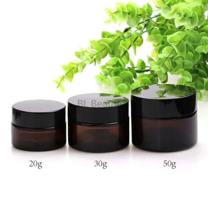 

320pcs/Lot Amber Glass Jars For Cream 5G 10G 20G 30G 50G Brown Glass Round Jars With Inner Cover Makeup Container