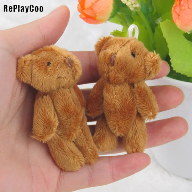 

100PCS/Lot Mini Teddy Bear Stuffed Plush Toys Small Bear6.5cm dark brown Stuffed Toys pelucia Pendant Kids Birthday GiftJ00403
