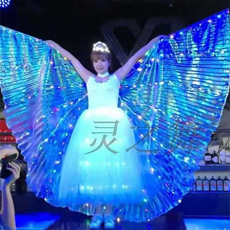 Free Shipping Light Wing Led Costume Single/7 Color Wings DJ Wing Girls Dance Costumes