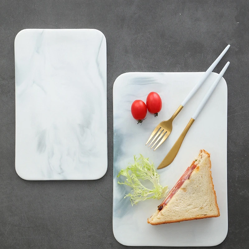 Marmurowa deska do krojenia do krakersów serowych i sushi, ceramiczny prostokątny talerz, taca do przechowywania, pojemnik na żywność, naczynia