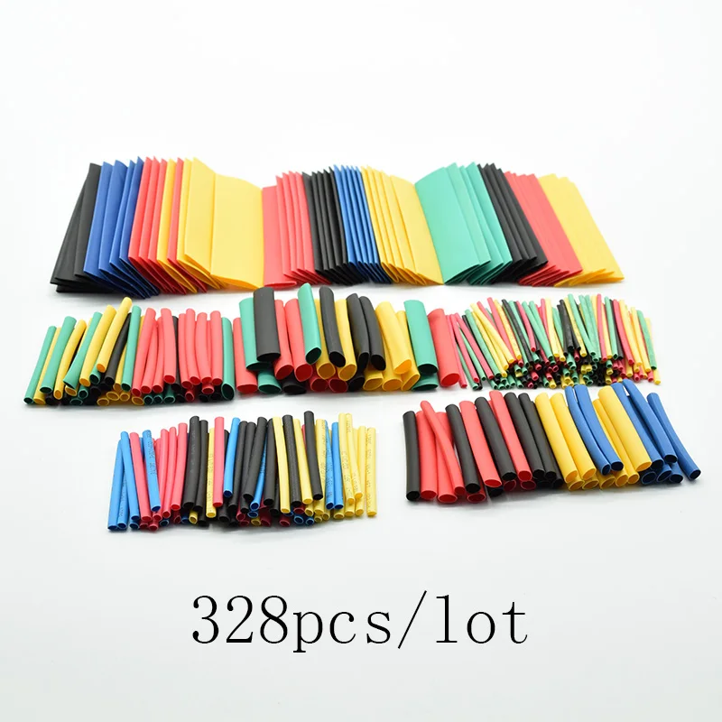 127/164/328/pack Polyolefin Assorted Heat Shrink Tubing Insulation Shrinkable Tube Wrap Wire Cable Sleeves Set 8 Size Multicolor