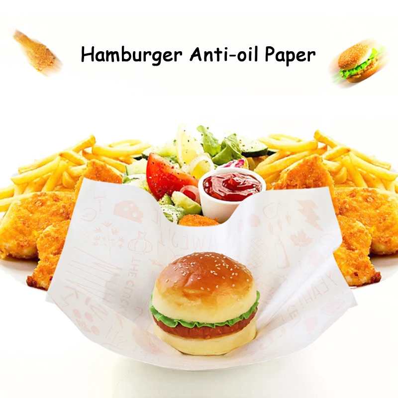 Disposable Hamburger Paper, Fast Food, Anti-oil Paper, Chicken Roll, Sandwich Papers, Food Grade PE Film, Waterproof Take out