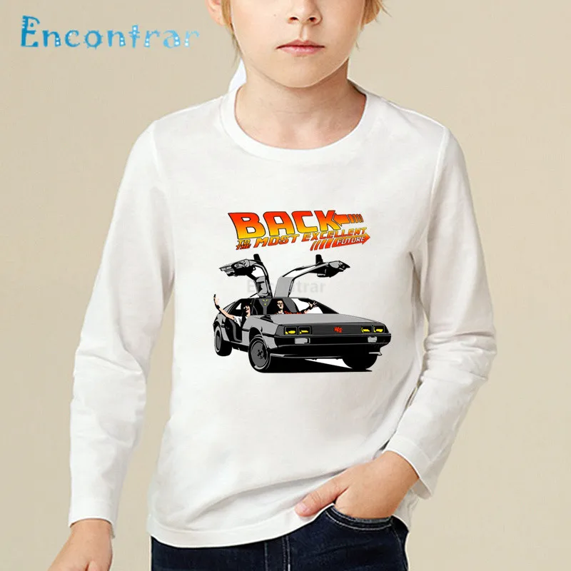 Children Back to the Future Delorean x 4 Print Cool T shirt Baby Boys Girls Long Sleeve Tops Kids Fashion Casual Clothes,LKP2260