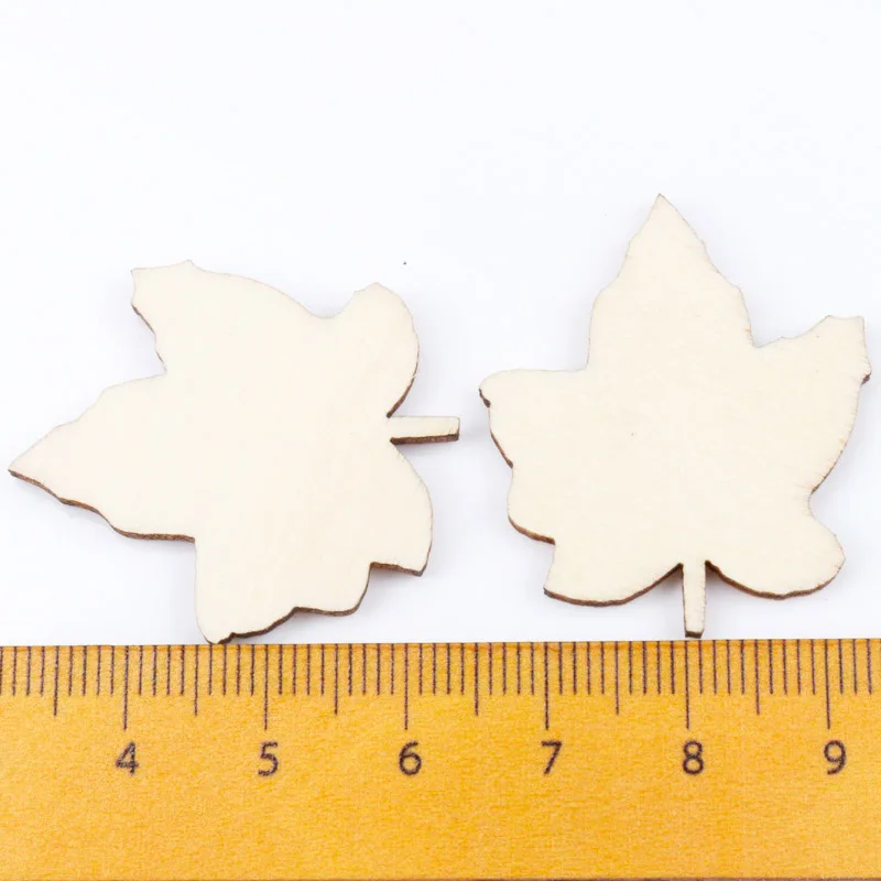 Natural Wooden Maple Leaf Pattern Scrapbooking Art Collection Craft For Handmade Sewing Home Decoration 33x29mm 20pcs