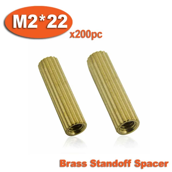 

200pcs M2 x 22mm Brass Cylinder Shaped Female Thread Nuts Standoff Spacer Pillars