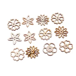 Best Quality 50Pcs Flower Flatback Wood Craft Decoration Promotions Scrapbooking Embellishments Mixed Styles Pendants