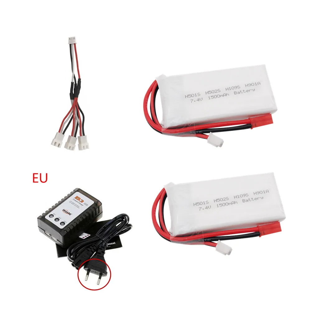 7.4 V 1500 Mah 2S Lipo Bettary Met Lader Voor Hubsan H501S H502S H109S H901A Zender Afstandsbediening Li-Ion batterij 7.4 V