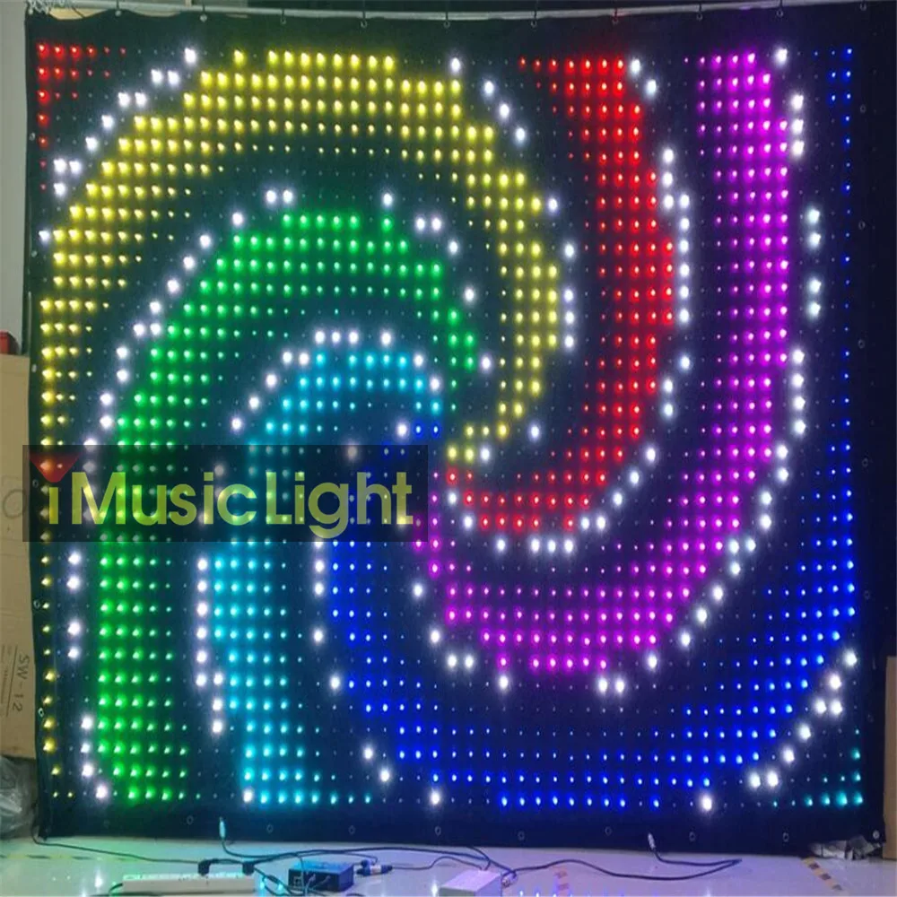 DJ Vision Curtain 2MX3M LED Video Curtain Flexible LED Curtain DJ Lighting LED Video Cloth  With Phone Control Box