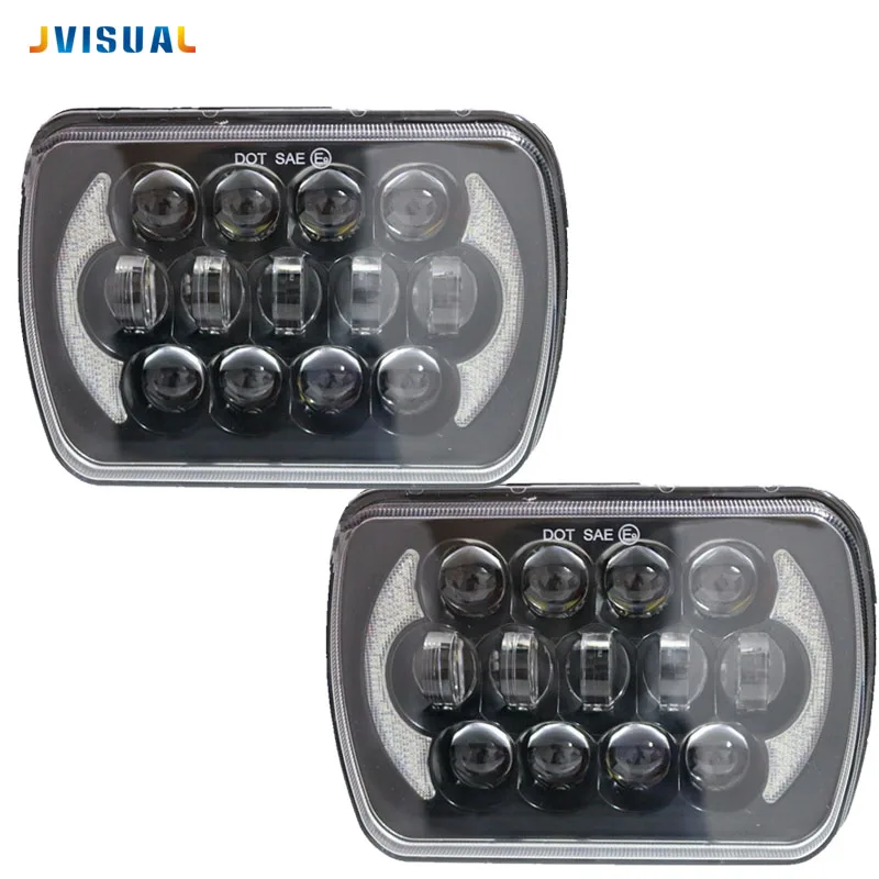 

Pair 105 W 5X7 7X6 Inch Retangular Feixe Farol Com High/How DRL Square Headlight for Jeep Cherokee XJ Wrangler YJ