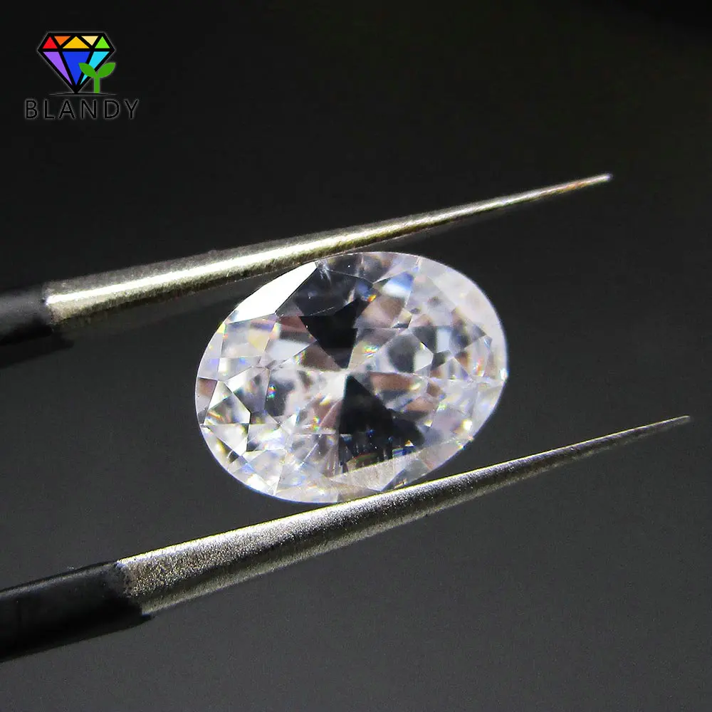 5A 2x3~13x18mm Oval Shape White Cubic Zirconia Machine Cut Loose Zirconia Stone Gems For Jewelry