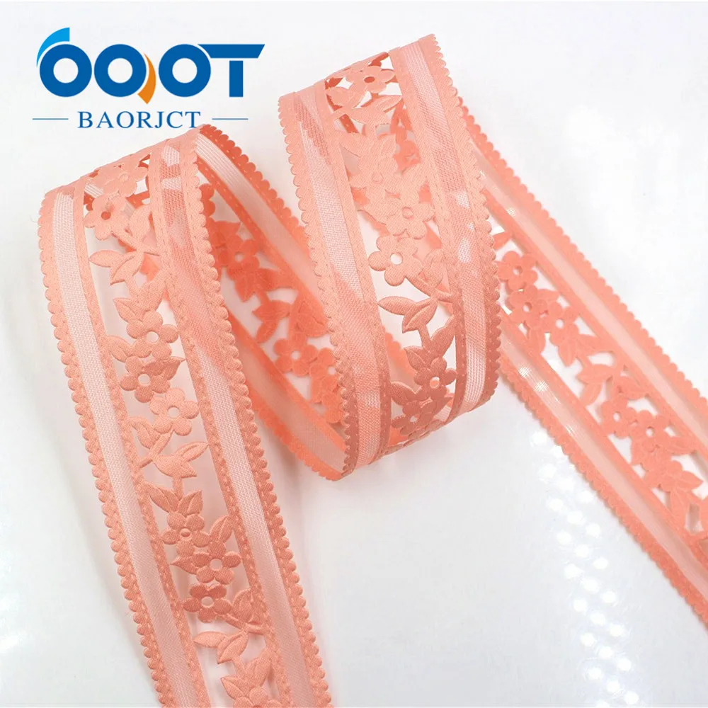 OOOT BAORJCT 17122316 hot sale 40 mm 10 yards hollow Flowers satin ribbon, DIY handmade materials,Clothing accessories