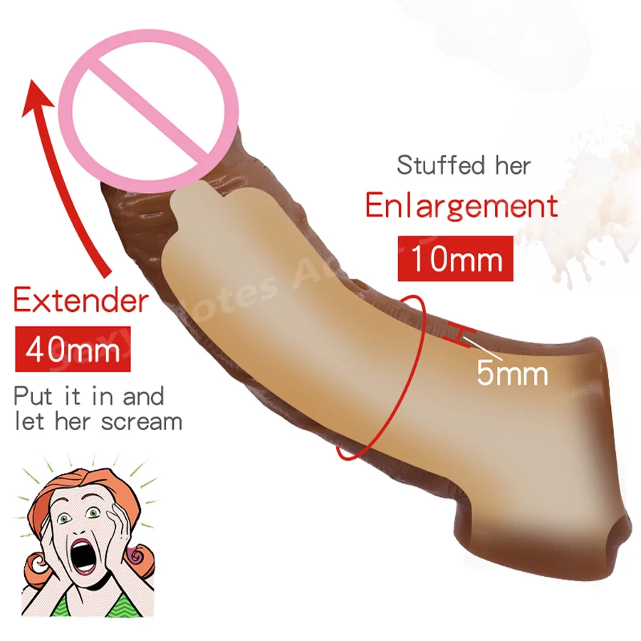 Enlargement Extension Dildo Penis Sleeves Silicone Condom For Men Reusable Condoms Cock Rings Intimate Goods Erotic Sex Toys