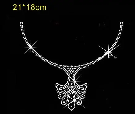 

2pc/lot Necklace pendant design hot fix rhinestones motif iron on rhinestones applique patches for dress shirt coat