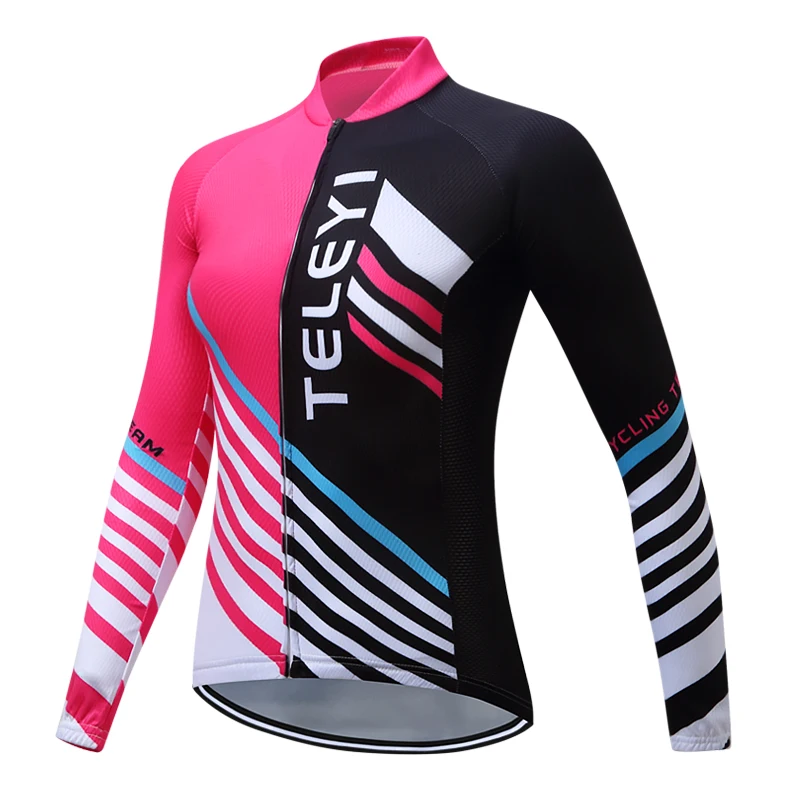 TELEYI Pro Team Women's Outdoor Sportswear Clothing Ropa Ciclismo Bike Bicycle Long Sleeve Cycling Jersey Girls Shirts S-3XL