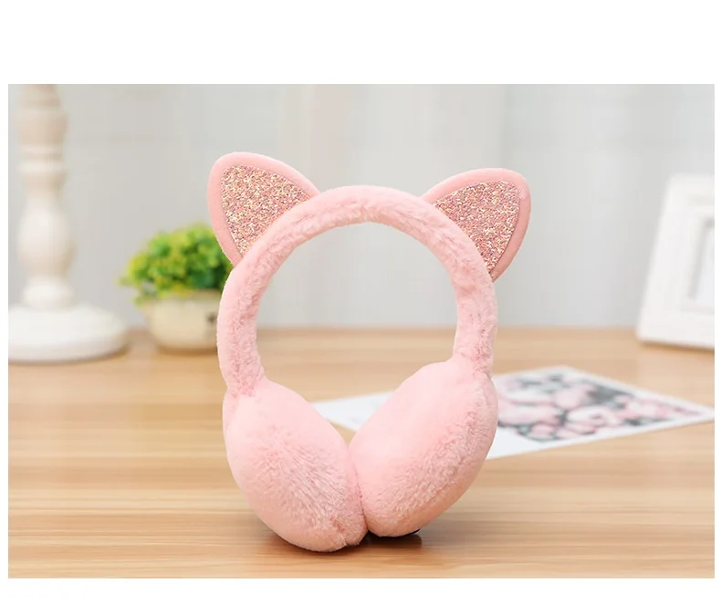 2018 new casual fashion simple and delicate cat ears shape winter plus velvet warm women's earmuffs