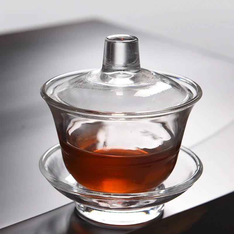 High Borosilicate Glass Gaiwan Tureen Set 100ml/130ml/150ml with Lid Cup Saucer Chinese Tea Service Bowl Cup Bowl Set