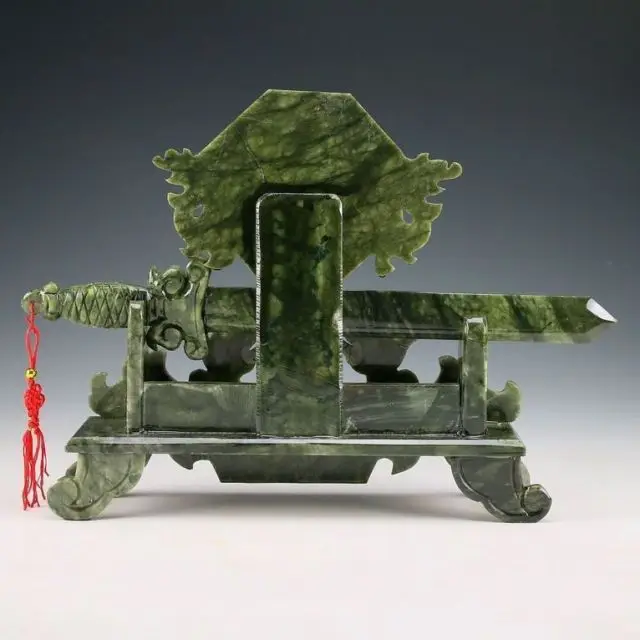 15.56 inch/ Exquisite south China Taiwan jade dragon manual auspicious sculpture, bagua sword