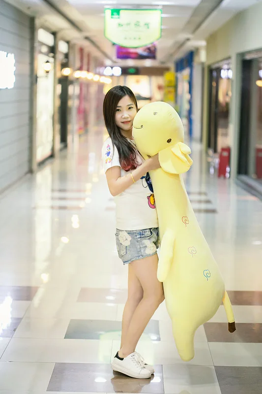 stuffed toy huge 130cm yellow giraffe plush toy down cotton soft doll sleeping pillow Christmas gift s2884