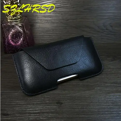 SZLHRSD Black Men Belt Clip Genuine Leather Pouch Waist Bag Phone Cover for Samsung Galaxy Note 9 S8 S9 S7 A9 Star Lite Cases