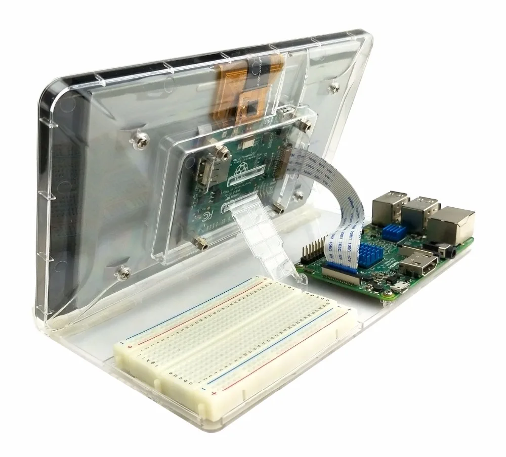 Raspberry Pi Official 7 Touchscreen Display Transparent ABS Case With Adjustment Stand