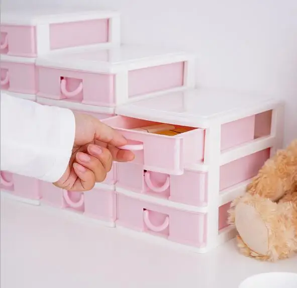 1PC Multi Layer Large Capacity Pink Dressing Case Jewel Case Drawer Type Storage Box for Girl ENV 005