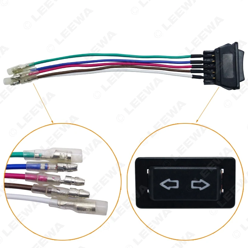 MOTOBOTS 1set 5Pin 20A 24V/12V Window Switch Button With Red/Green LED Light Wire Adapter for Universal All Autos #CA4538