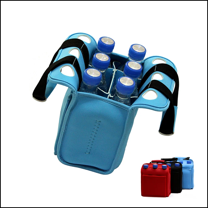 Neoprene insulated six pack beer cooler bag