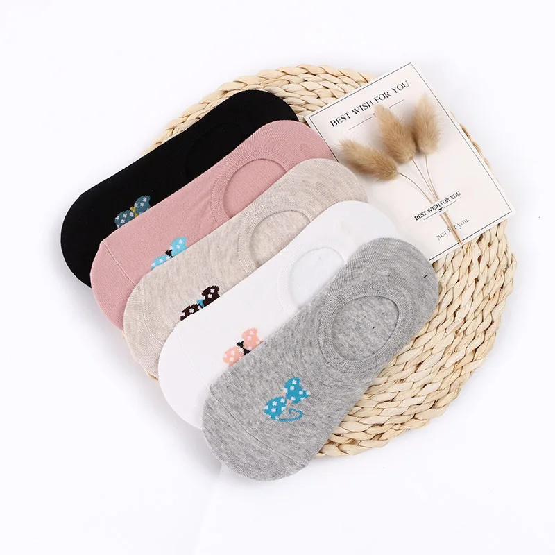 Cotton women low ankle boat socks invisible silicon gel slipper girl boy hosiery 1pair=2pcs ws162