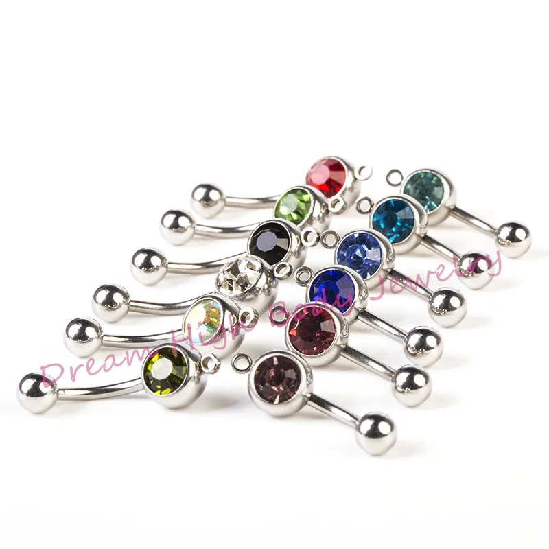 

Navel Belly Bar Button Ring Fashion Body Piercing Jewelry Chain 14G Pendant Dangle 316l Surgical