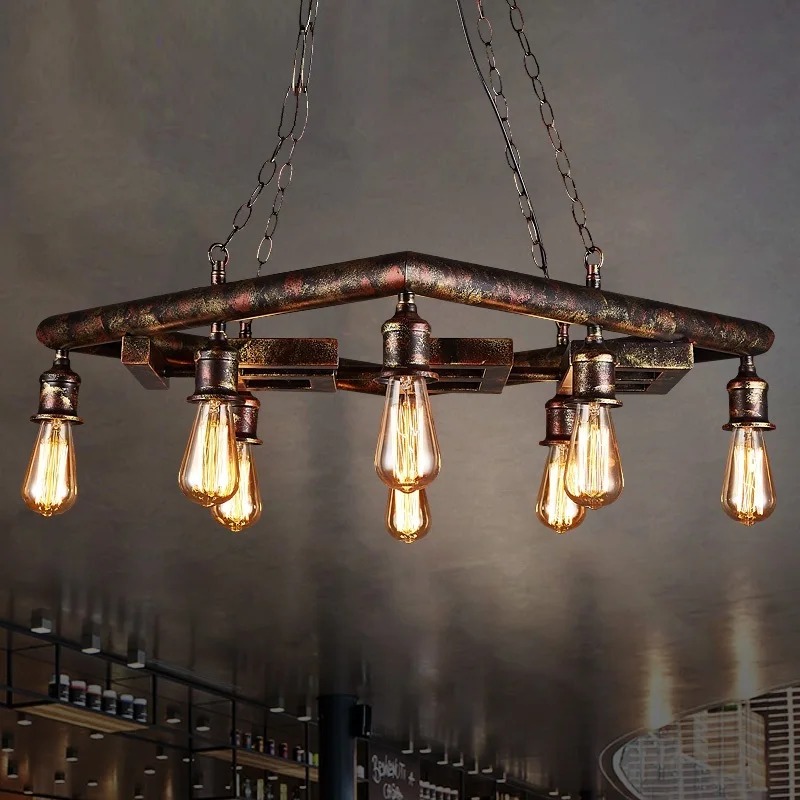 

IWHD 8 Heads Suspension Luminaire Iron LED Hanging Lamp Loft Style Retro Vintage Industrial Lighting Fixtures Pendant Lights