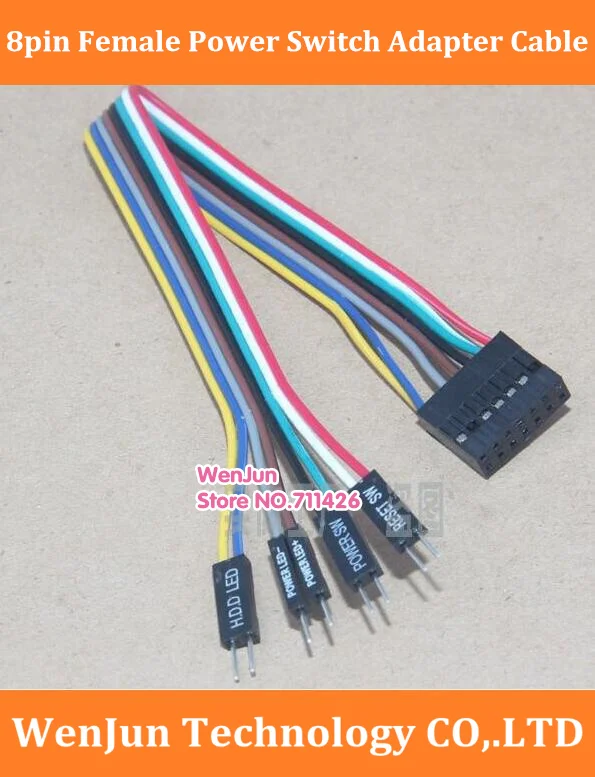 

Цветной 24awg провод 8Pin FemalePower Switch DuPont, Кабель-адаптер для материнской платы Lenovo к ПК, основной корпус, передняя панель