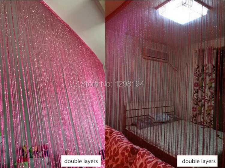 ตกแต่ง silver string curtain 200*100 เซนติเมตร/300*300 เซนติเมตรประตูหน้าต่างพู่ผ้าม่าน valance divider งานแต่งงาน diy home decor