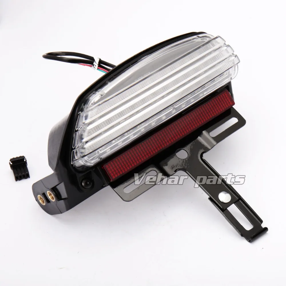 New White Tri-Bar Fender LED Tail Brake Light for Harley Softail 2006-2015 FXS Models