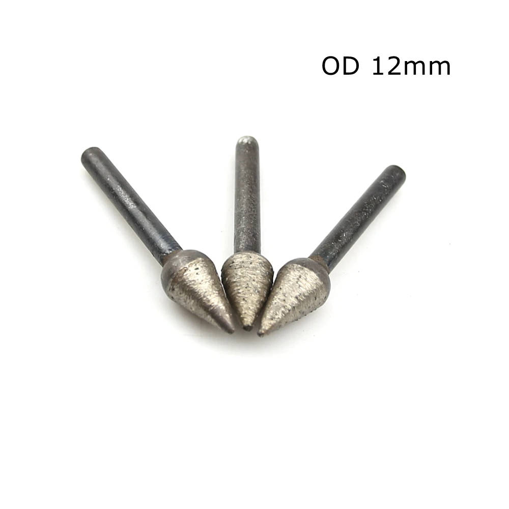 3 pieces OD 6mm/8mm/12mm Taper Sintered Diamond Grinding Abrasive Point for Stone Engraving Carving