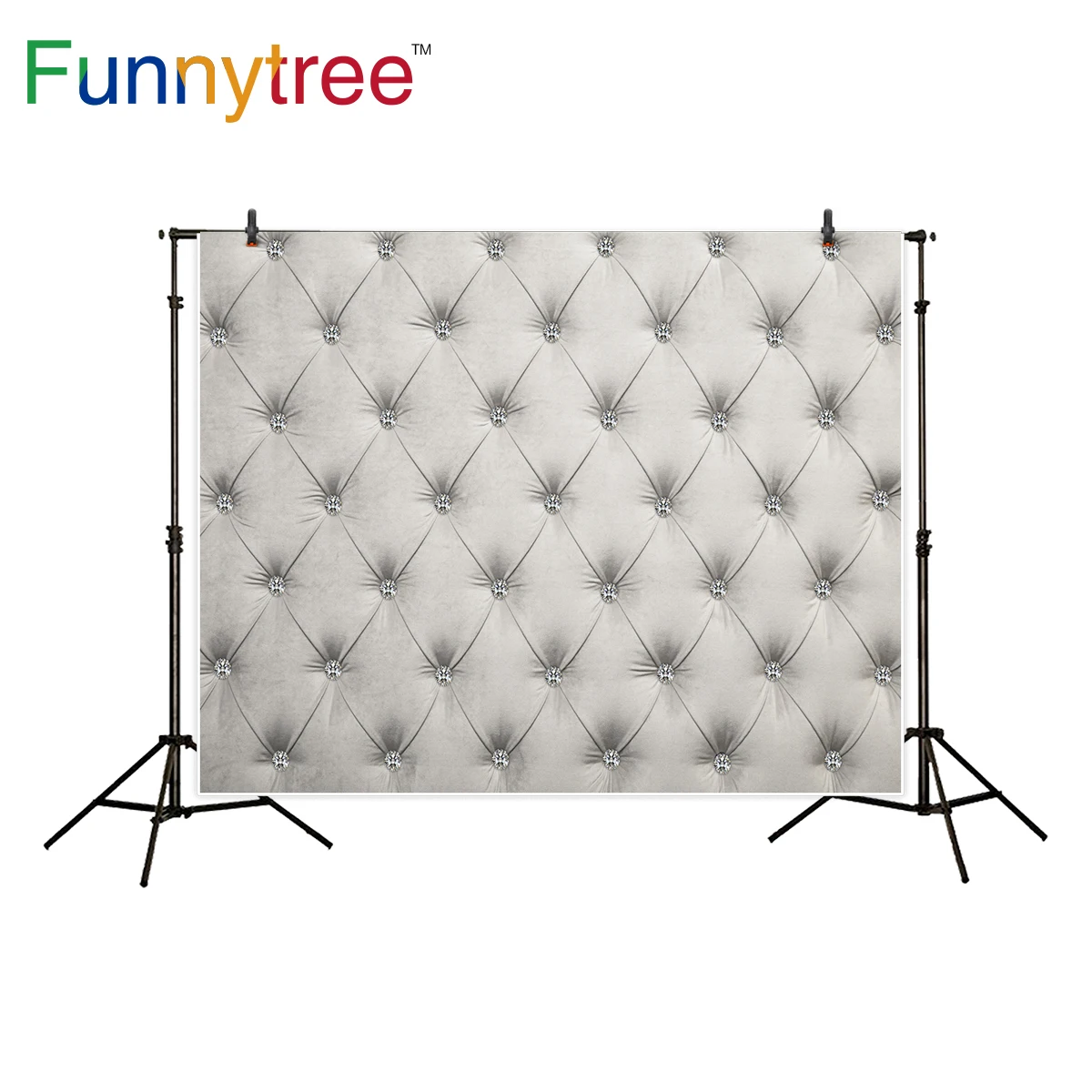 Funnytree backdrop for photographic studio tufted soft retro Chesterfield style diamond photo background photobooth printed