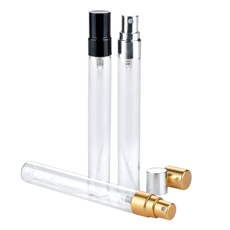 10ml Glass Perfume Bottles Sliver Gold cap Transparent Spray Bottle Spray Atomizer Bottle F2017828