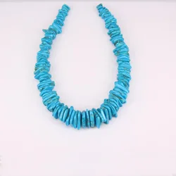 15.5 Inches of Strand Blue Drilled Spacer Pendants,Smooth Howlite Magnesite Freeform Slab Slice Loose Beads Necklace