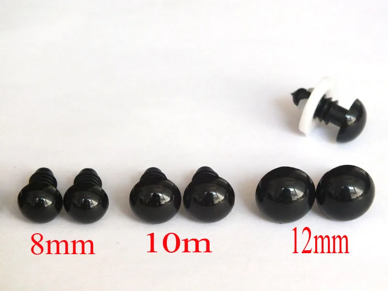 8mm/10mm/12mm Plastic Round Eyeball Black Safety Eyes for Teddy Bear Puppet Animal Plush Toy Cartoon Doll Eyes Kids Toys 60pcs