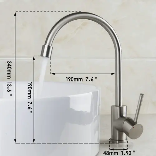 OUBONI Brushed Nickel Kitchen Faucet Cozinha Torneira New Swivel 360 Deck Mounted Single Hole Faucets,Mixers & Taps