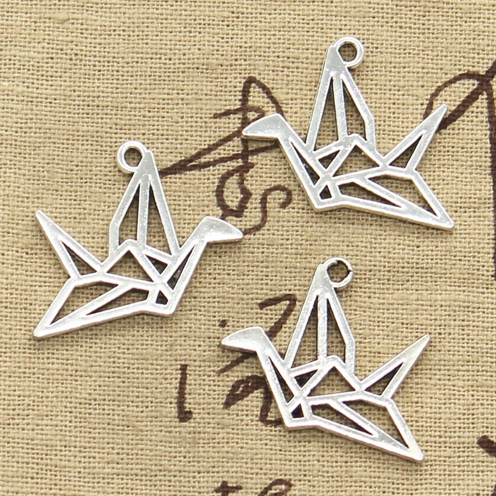 10pcs Charms Origami Paper Cranes 23x29mm Antique Pendant fit,Vintage Tibetan Silver color,DIY For Handmade Jewelry